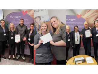 A collage of images of staff awards.