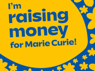 Marie Curie logo with a blue and yellow background