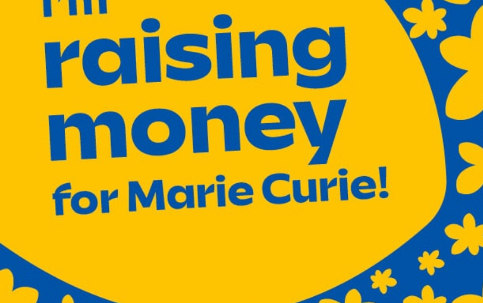 Marie Curie logo with a blue and yellow background